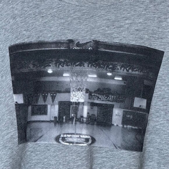 Nike Dri-Fit Men’s M Gray Tee Basketball Court Graphic Shirt - Picture 2 of 6